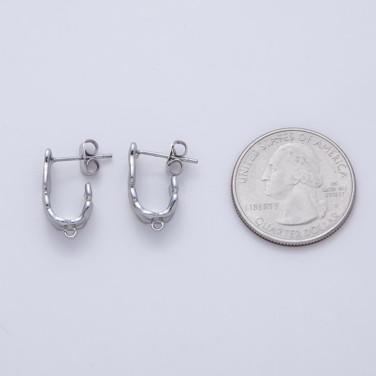 Mini 18K Gold Filled Molten C hoop Stud Earrings with Closed Loop for Jewelry Making Earring Supply Z-1640