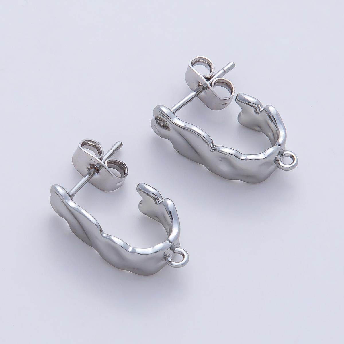 Mini 18K Gold Filled Molten C hoop Stud Earrings with Closed Loop for Jewelry Making Earring Supply Z-1640
