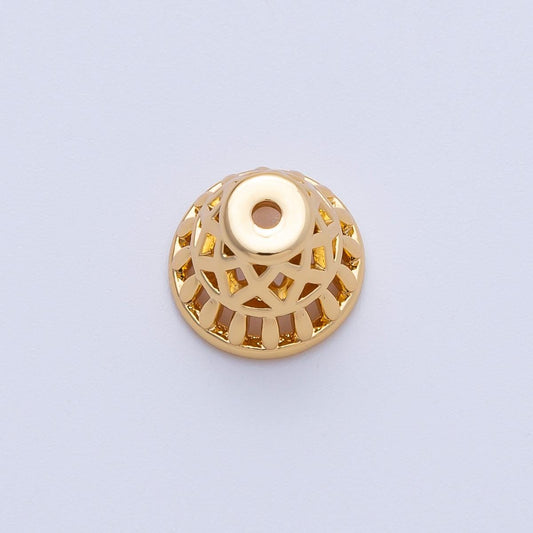 10.9mm 18k Gold Filled Artisan Detail Geometric Filigree Cap Bead Topper DIY Jewelry Supply for Custom Necklace & Bracelet | Z1665