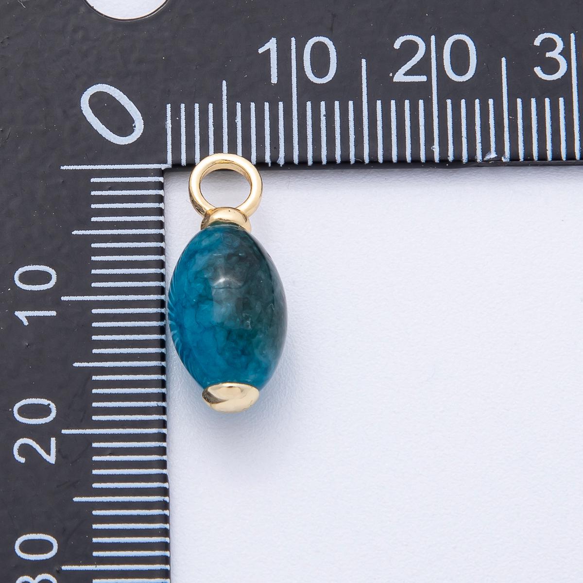 18K Gold Filled 19.7mm Blue Calcite Gemstone Drop Charm Ocean Inspired DIY Jewelry Supply Finding for Custom Necklace | AK143