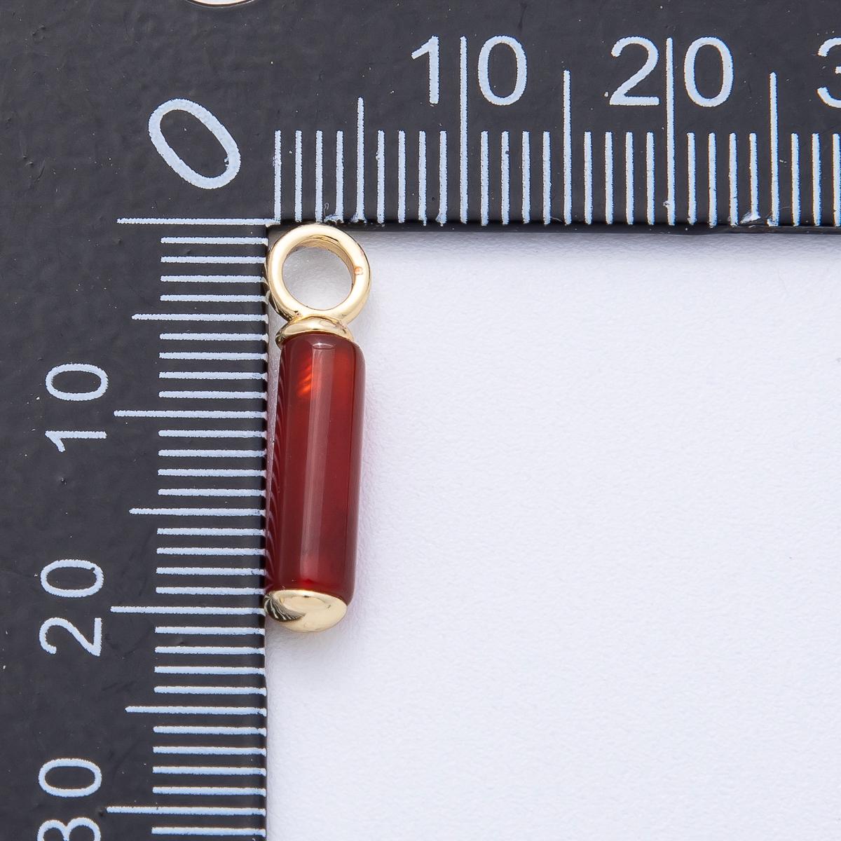 18K Gold Filled 20.8mm Red Carnelian Gemstone Cylinder Tube Drop Charm DIY Jewelry Supply Finding for Custom Necklace | AK148