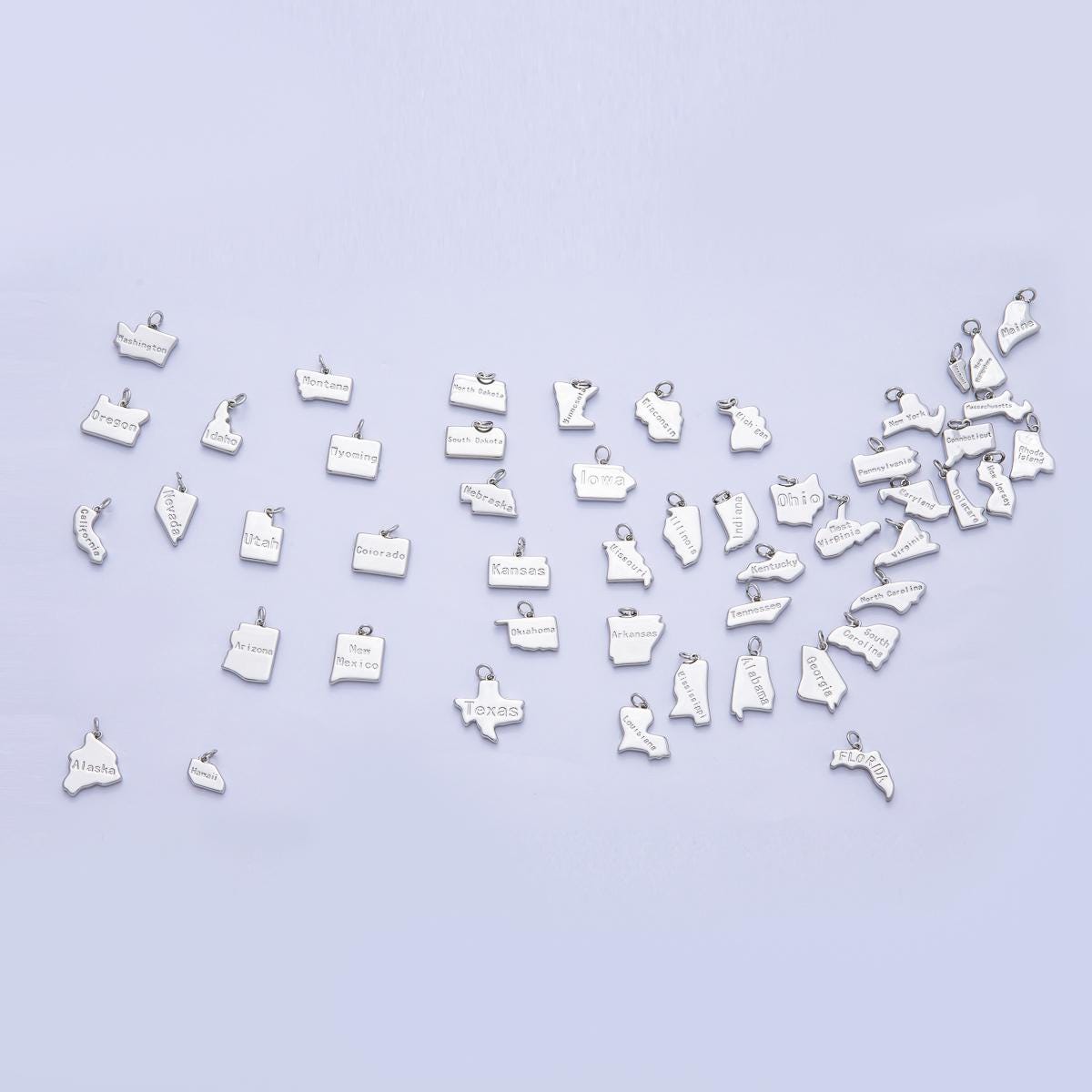 Mini Silver State Charms Tiny Home State Charm For Bracelets and Necklace making supply travel charm inspired USA State Pendant AF-1435