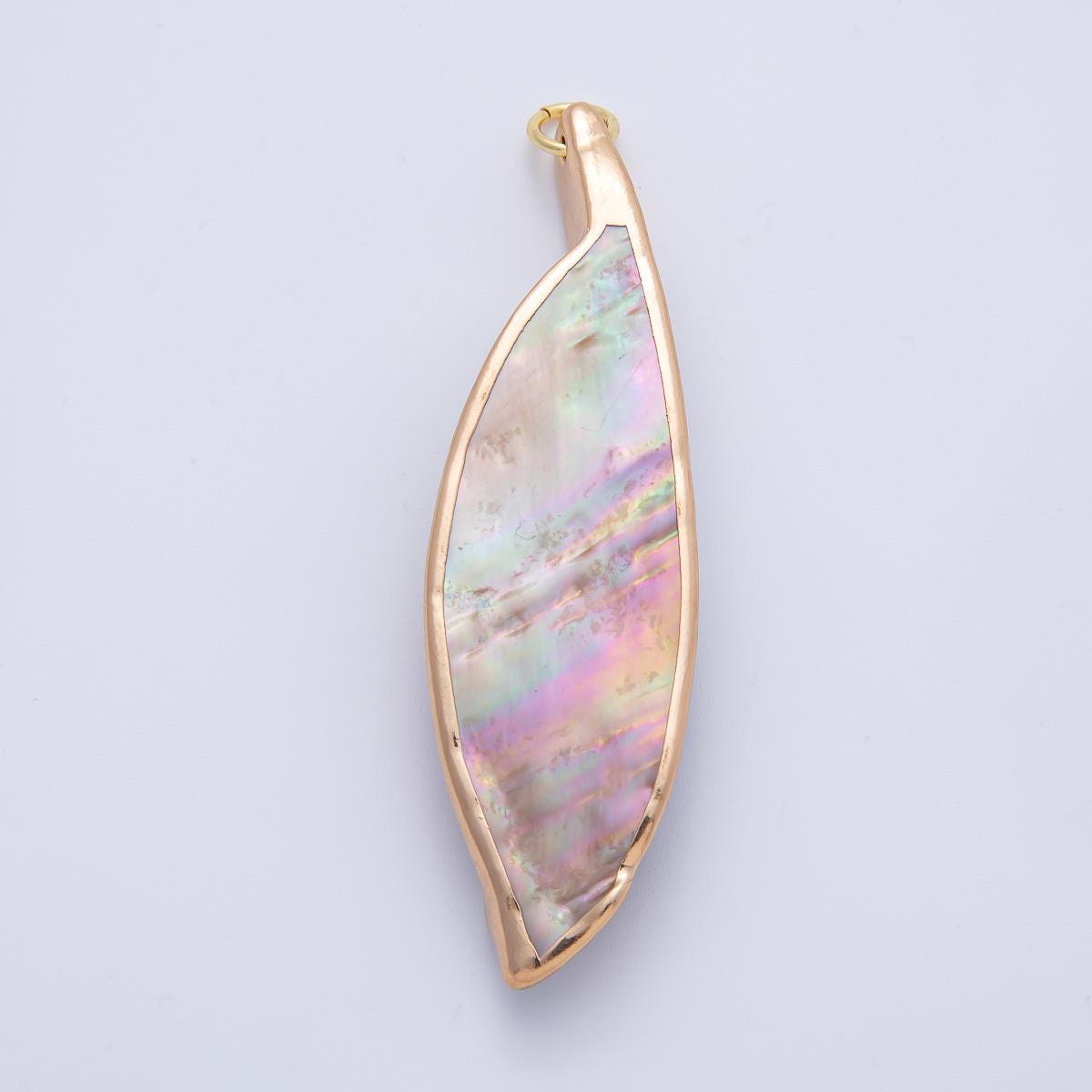 Long Oval abalone charm Colorful shell pendant Leaf shaped pendant for diy handmade jewelry making supply AK063
