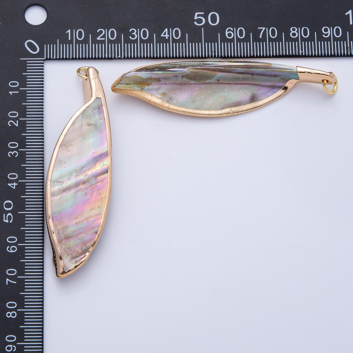 Long Oval abalone charm Colorful shell pendant Leaf shaped pendant for diy handmade jewelry making supply AK063