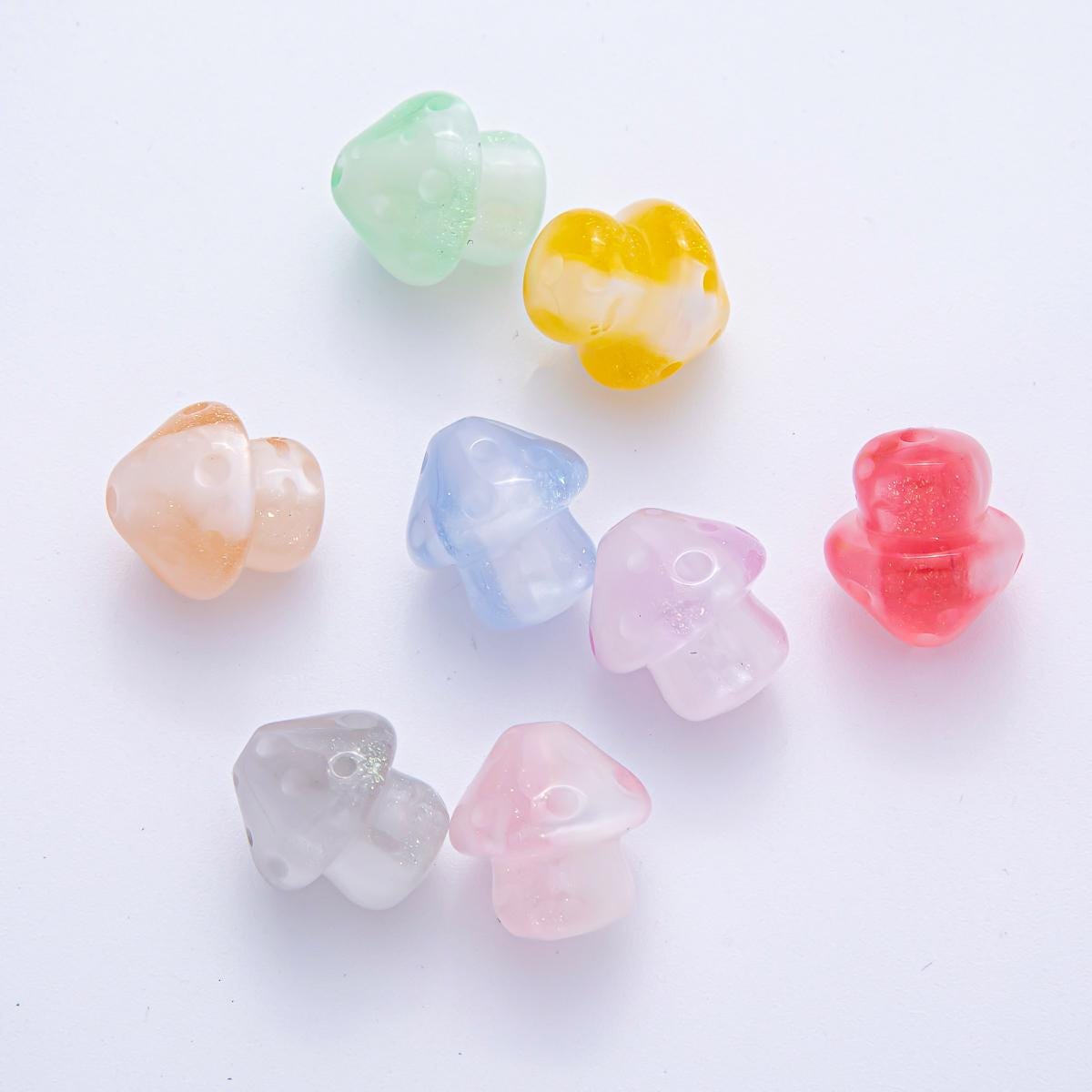 Dainty Resin Glittery mushroom charm small unique magic mushroom pendant jewelry gift idea for bracelet necklace earring component B648