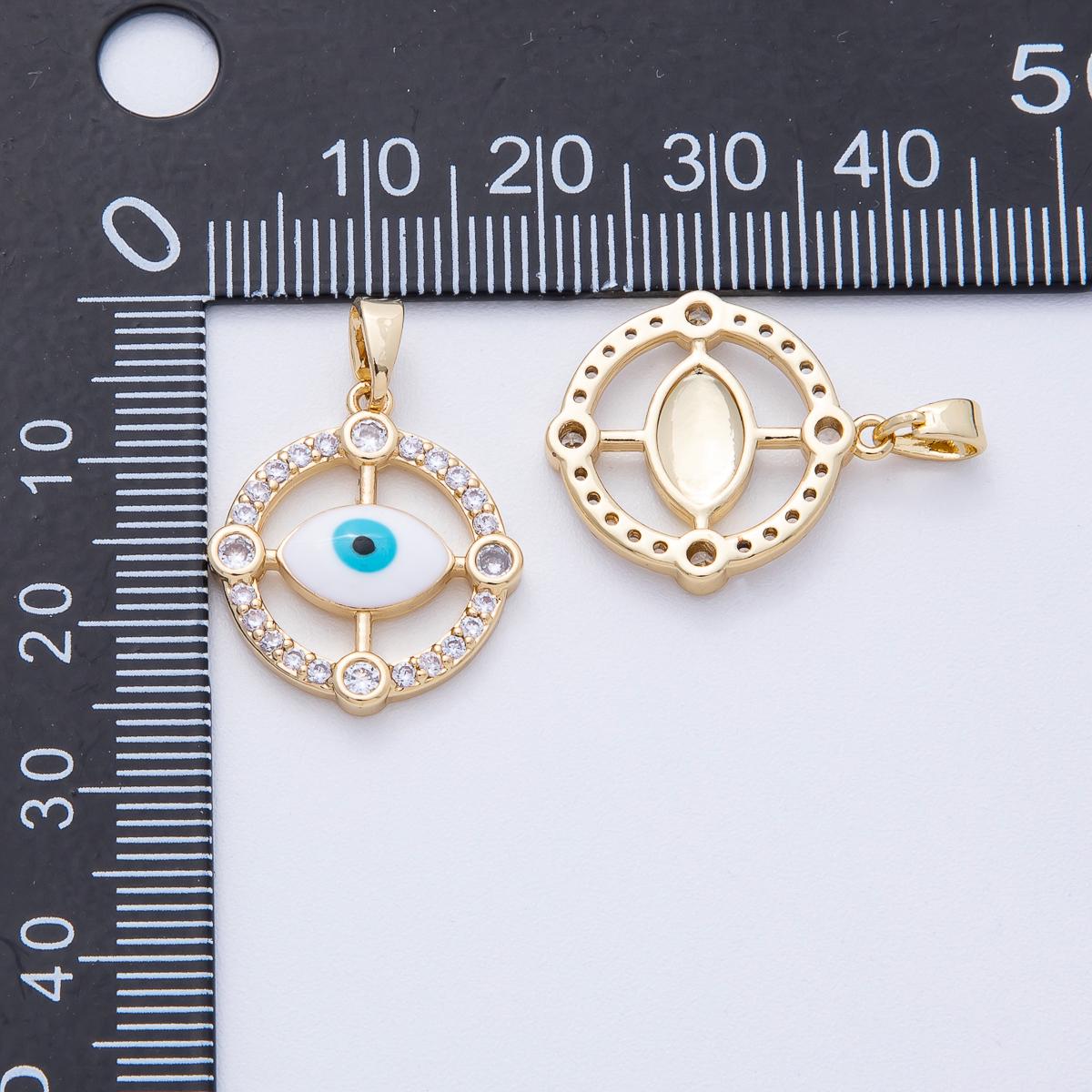 18K Gold Filled 20mm Evil Eye Micro Paved CZ Open Round Pendant DIY Jewelry Making Supply for Custom Necklace and Bracelet | AF1234