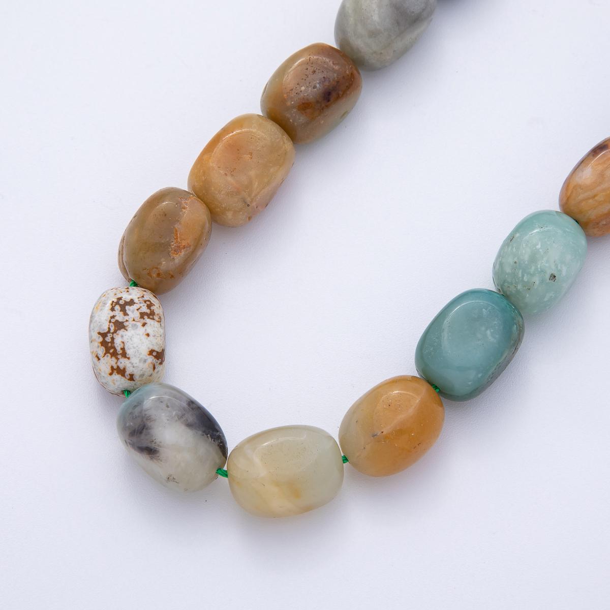 13mm Bloodstone, Moss Agate, Amazonite, Lapis Lazuli Pebble Nugget Natural Gemstone Strand Finding DIY Custom Jewelry Supply | WA-A3926