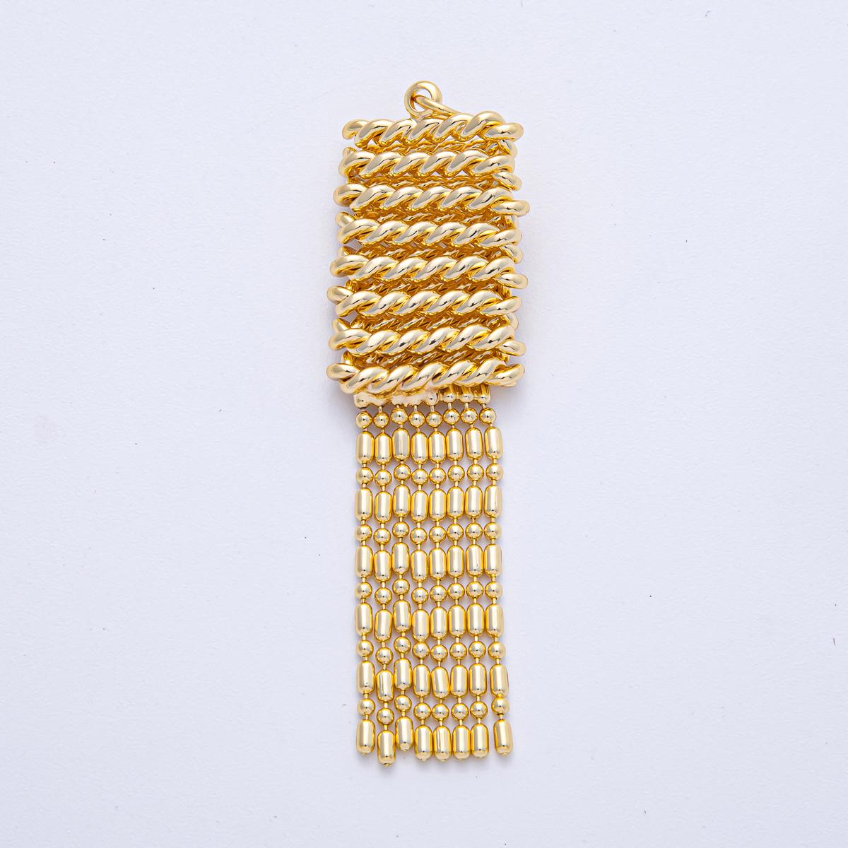 61mm Gold Beaded Chain Tassel Charm, Jewelry Supply For DIY Making | AK-113