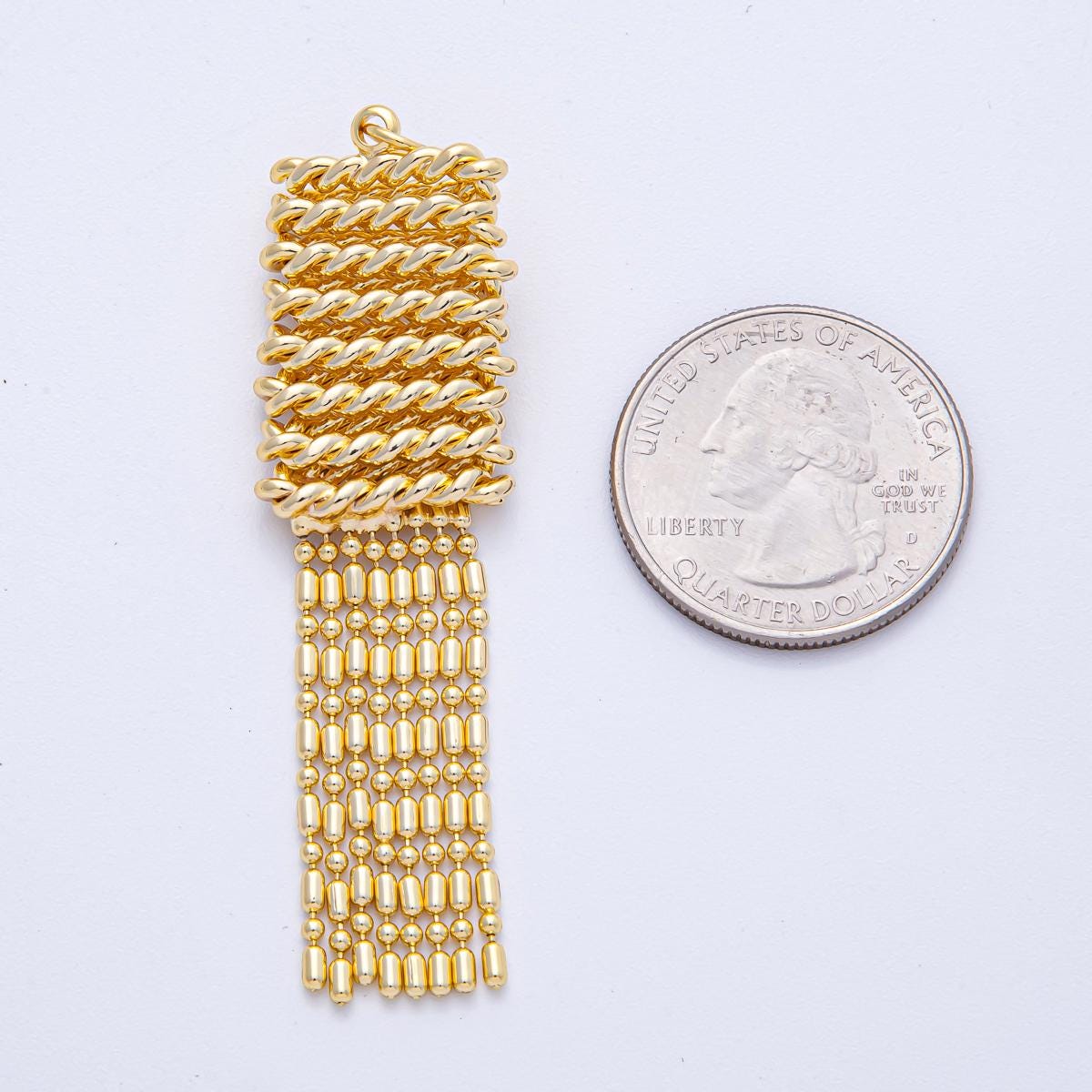 61mm Gold Beaded Chain Tassel Charm, Jewelry Supply For DIY Making | AK-113