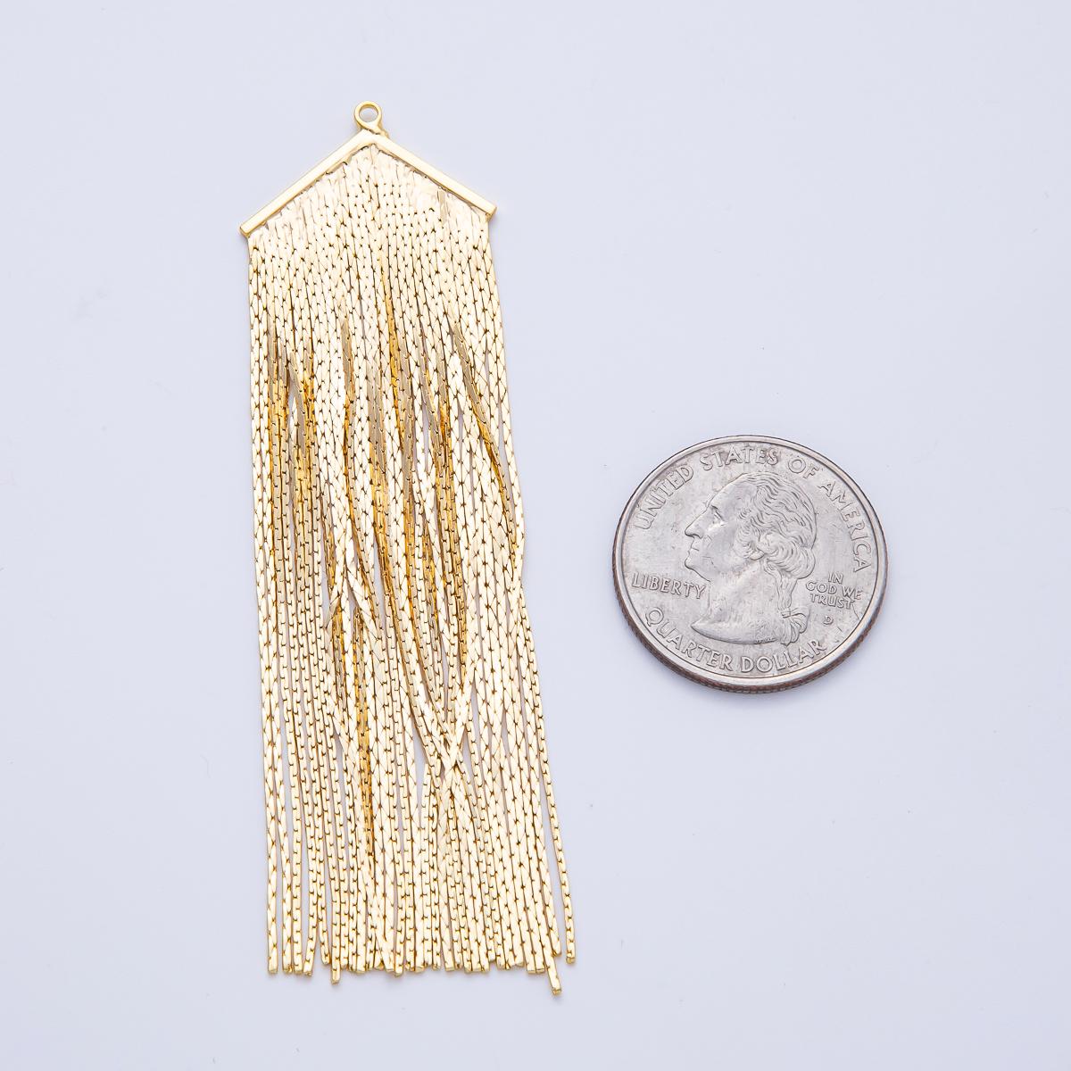 Gold Plated Chain Tassel Pendants Sweeper Drop Dangle Charms for DIY Earrings & Necklaces Z1643