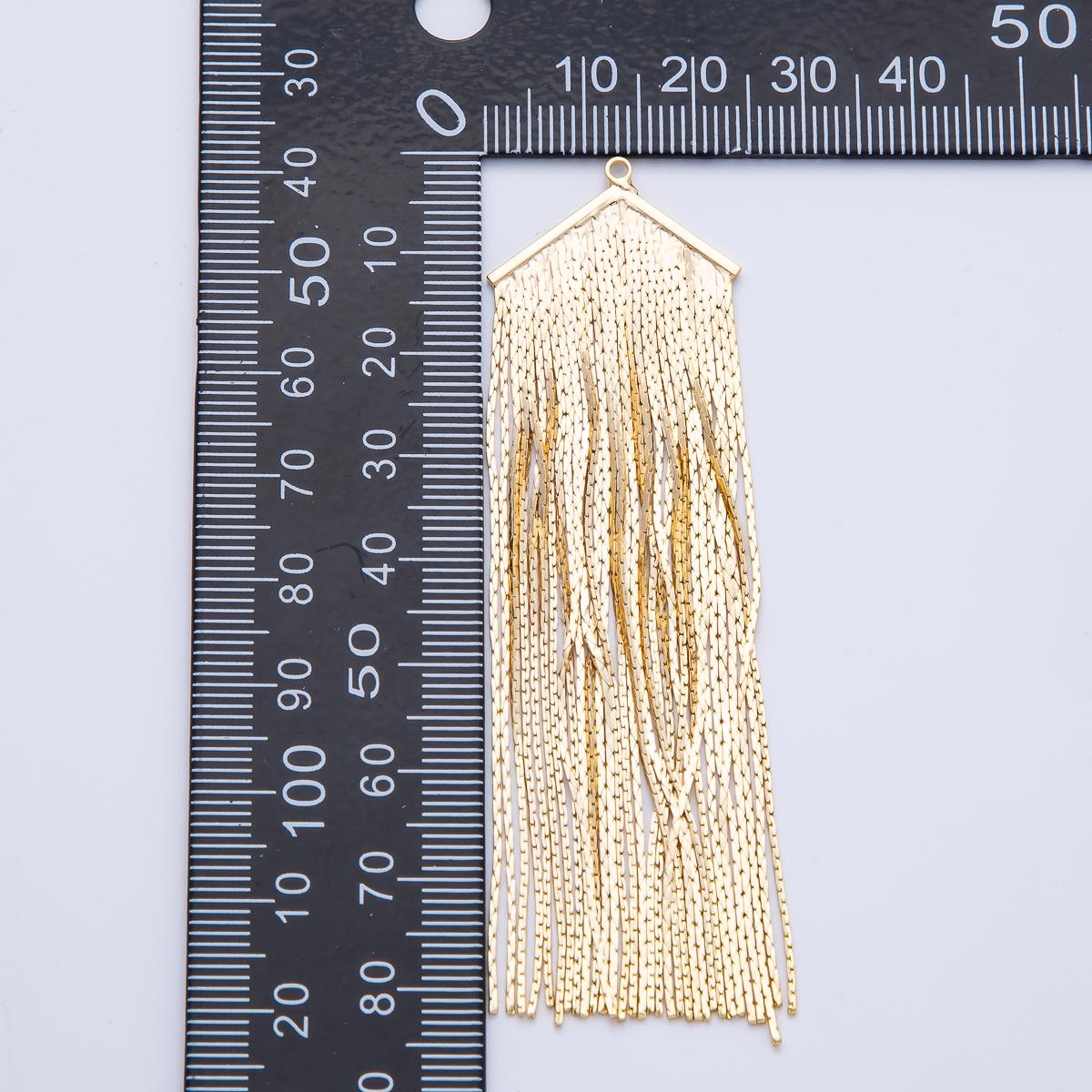Gold Plated Chain Tassel Pendants Sweeper Drop Dangle Charms for DIY Earrings & Necklaces Z1643