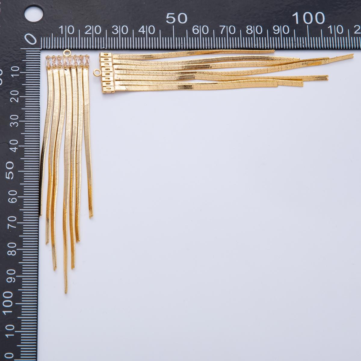 Gold Plated Herringbone Chain Tassel Pendants Sweeper Drop Dangle Charms for DIY Earrings & Necklaces Z1644