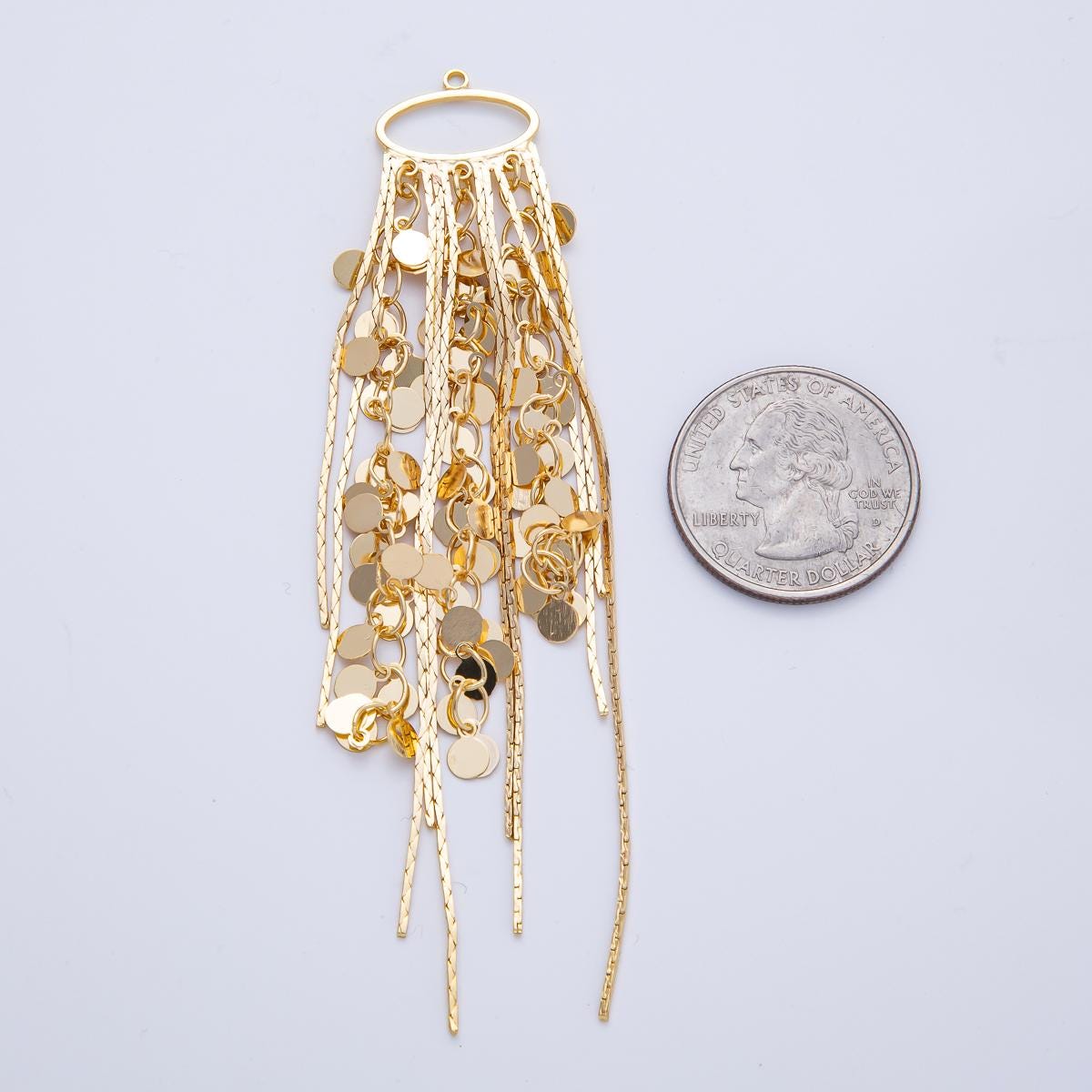 Gold Plated Sequin Chain Tassel Pendants Drippy Chain Dangle Charms for DIY Earrings & Necklaces Z1647