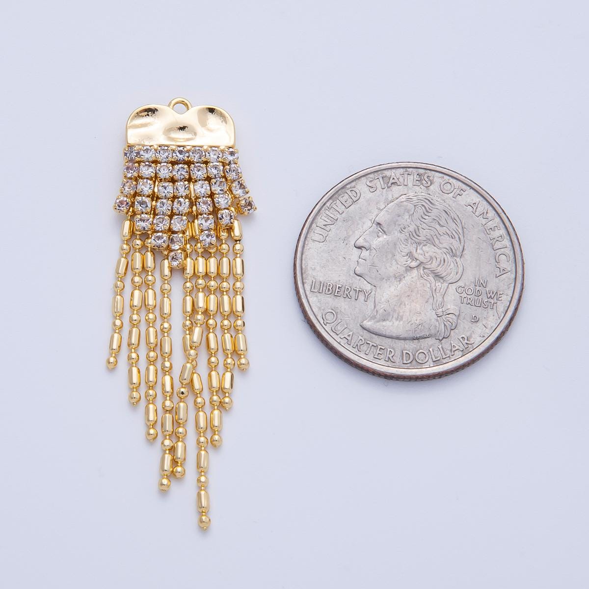 Gold Plated beaded Chain Tassel Pendants Drippy Clear CZ Chain Dangle Charms for DIY Earrings & Necklaces Z1648