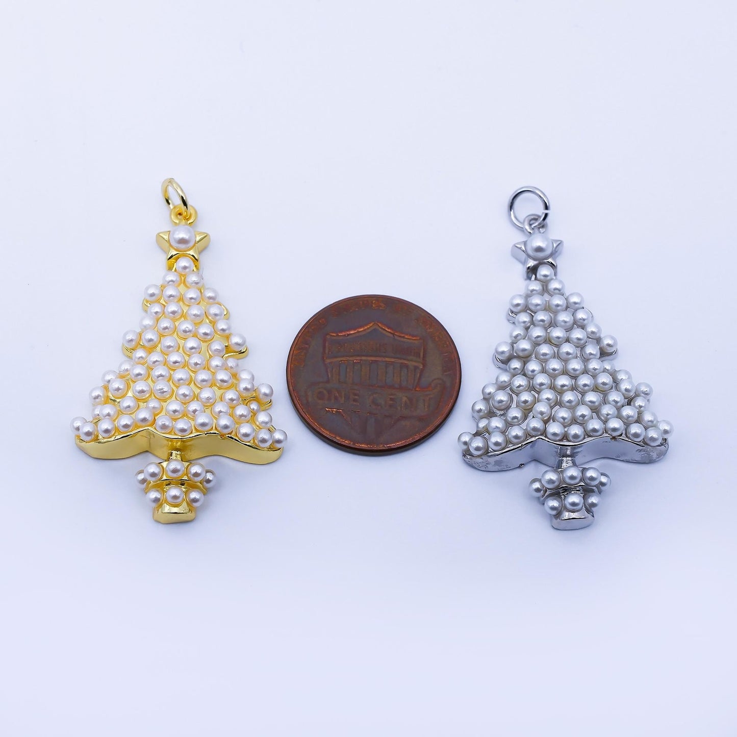 Dainty Christmas Tree Charm Mini 18k gold filled Pearl for Christmas holiday season greetings pendant | C813
