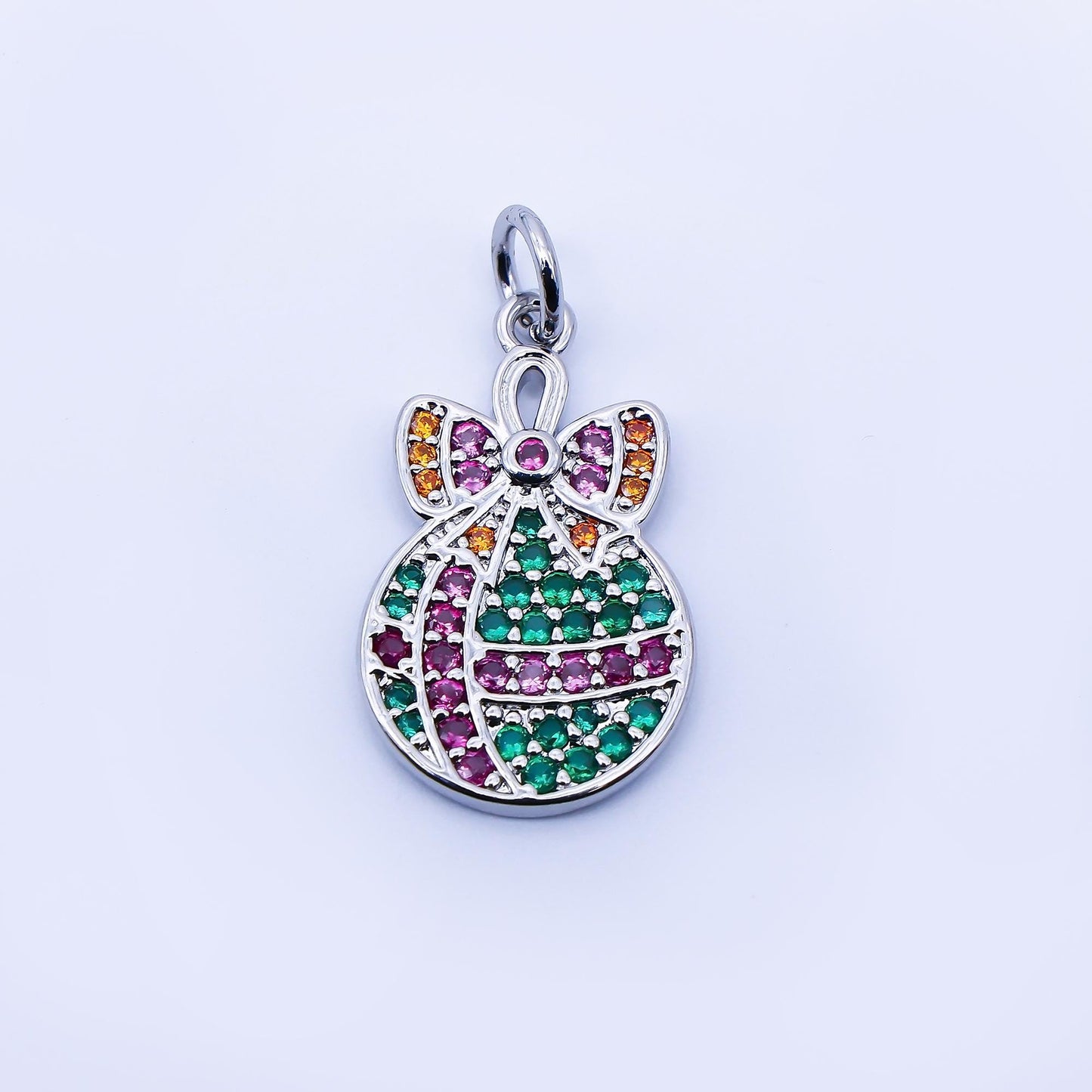 Dainty Christmas Ornament Charm Multi Color CZ Micro Pave 18k gold filled Ball for Christmas holiday season greetings pendant | E324