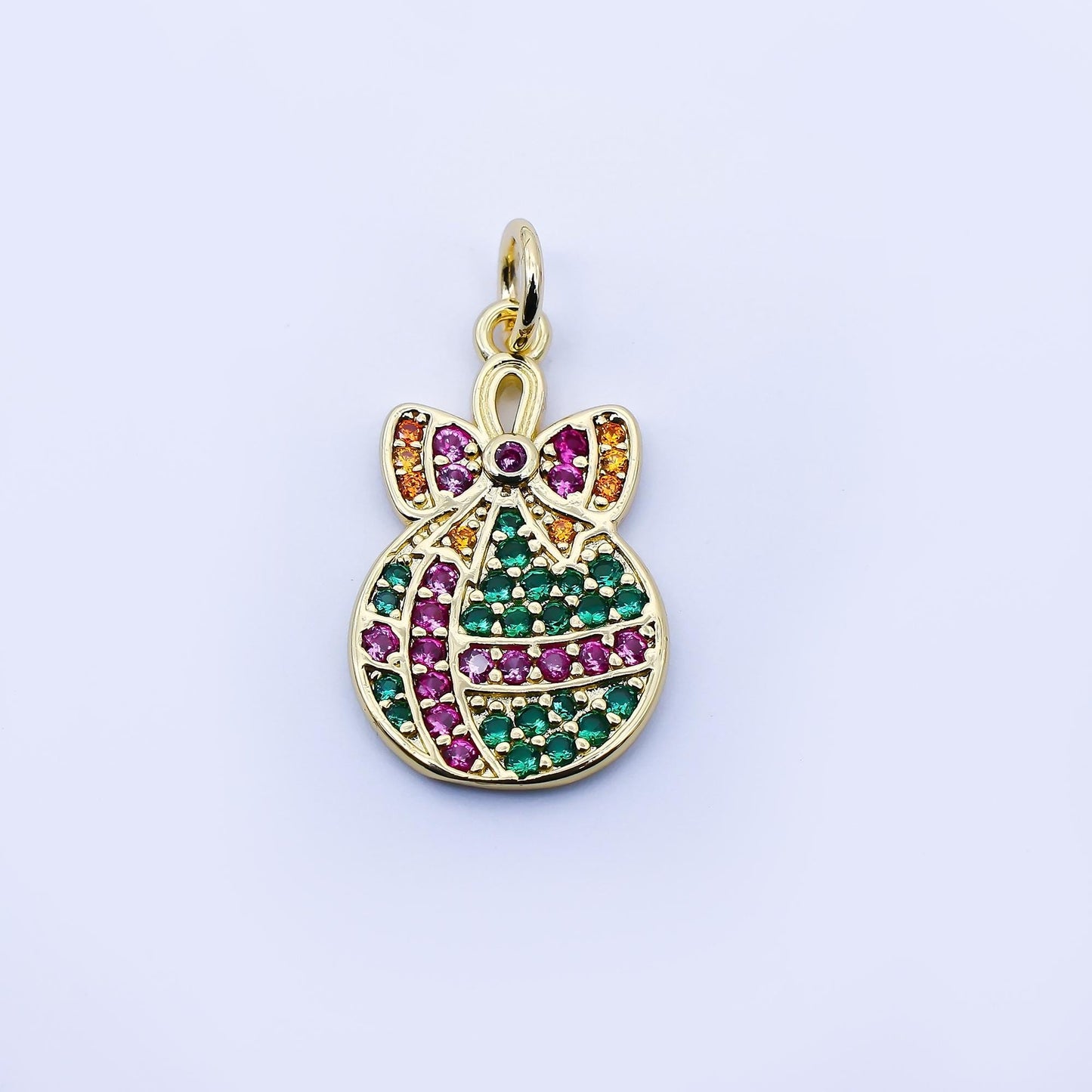 Dainty Christmas Ornament Charm Multi Color CZ Micro Pave 18k gold filled Ball for Christmas holiday season greetings pendant | E324