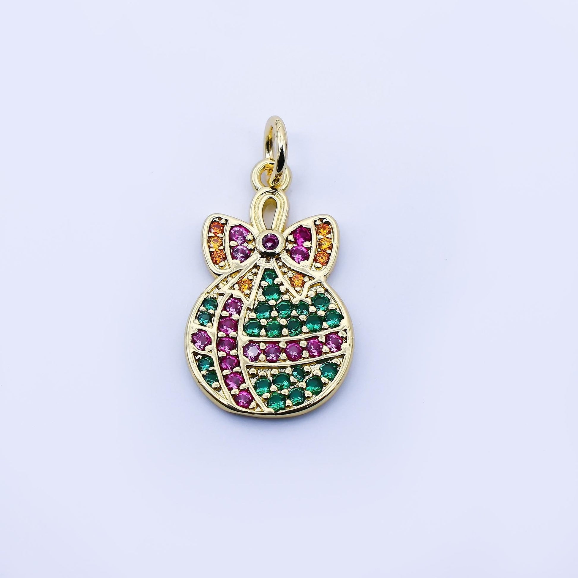 Dainty Christmas Ornament Charm Multi Color CZ Micro Pave 18k gold filled Ball for Christmas holiday season greetings pendant | E324