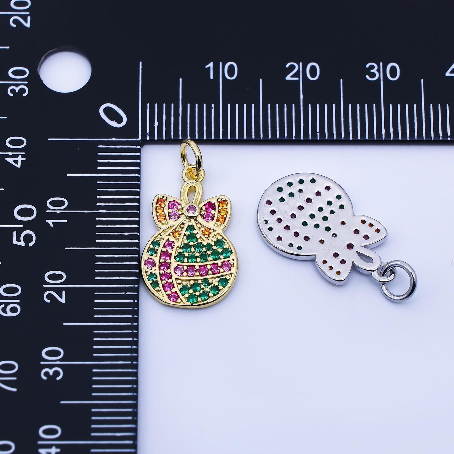 Dainty Christmas Ornament Charm Multi Color CZ Micro Pave 18k gold filled Ball for Christmas holiday season greetings pendant | E324