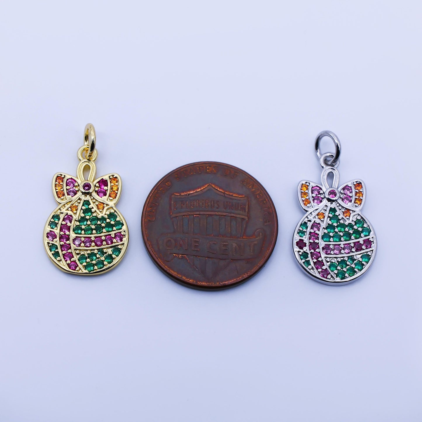Dainty Christmas Ornament Charm Multi Color CZ Micro Pave 18k gold filled Ball for Christmas holiday season greetings pendant | E324