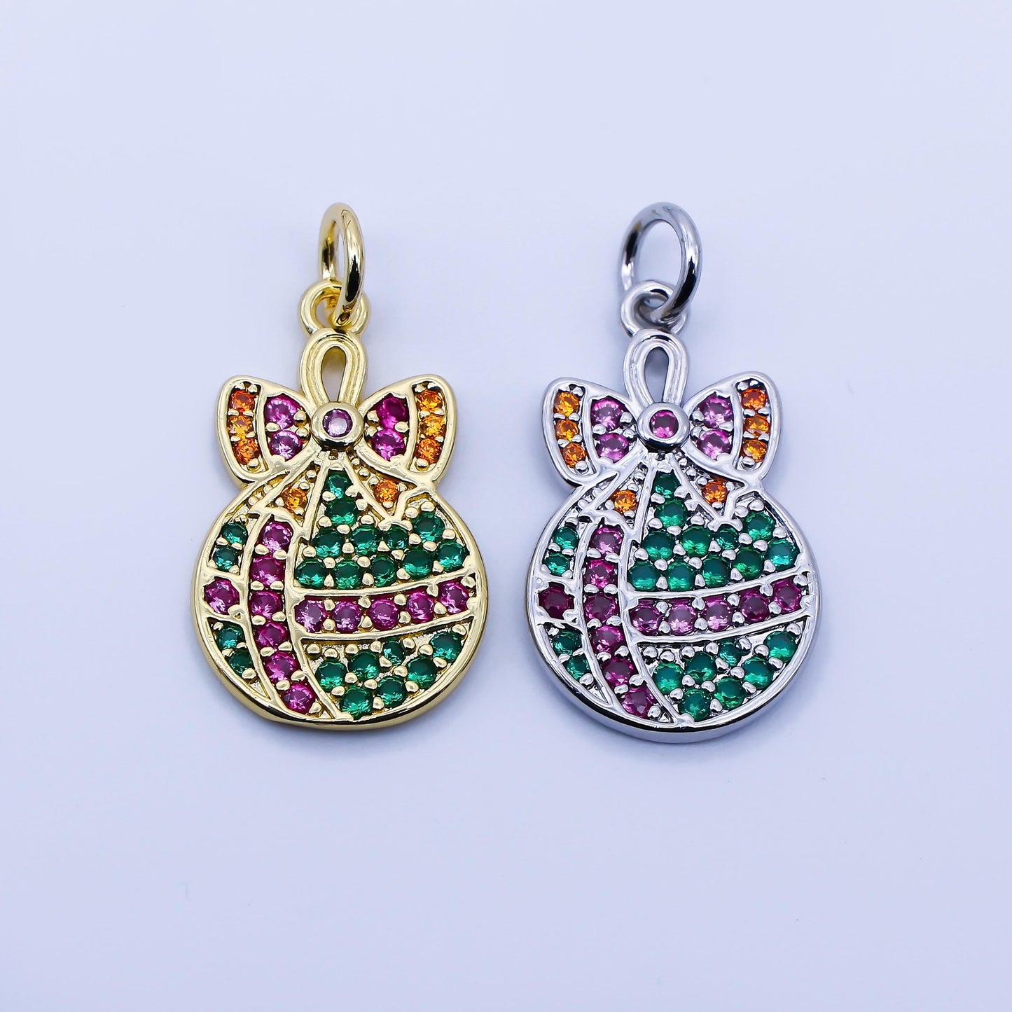 Dainty Christmas Ornament Charm Multi Color CZ Micro Pave 18k gold filled Ball for Christmas holiday season greetings pendant | E324