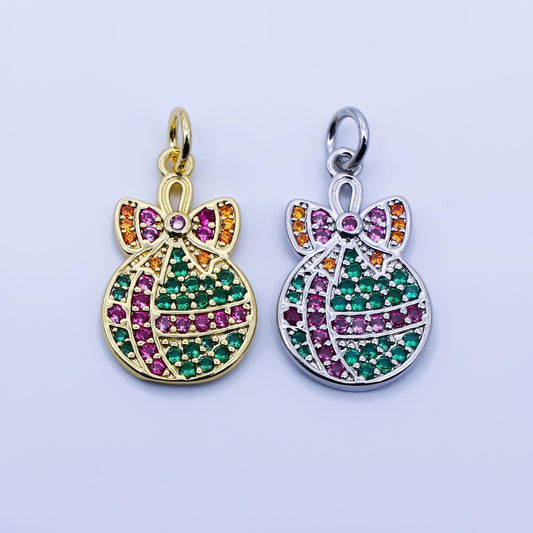 Dainty Christmas Ornament Charm Multi Color CZ Micro Pave 18k gold filled Ball for Christmas holiday season greetings pendant | E324