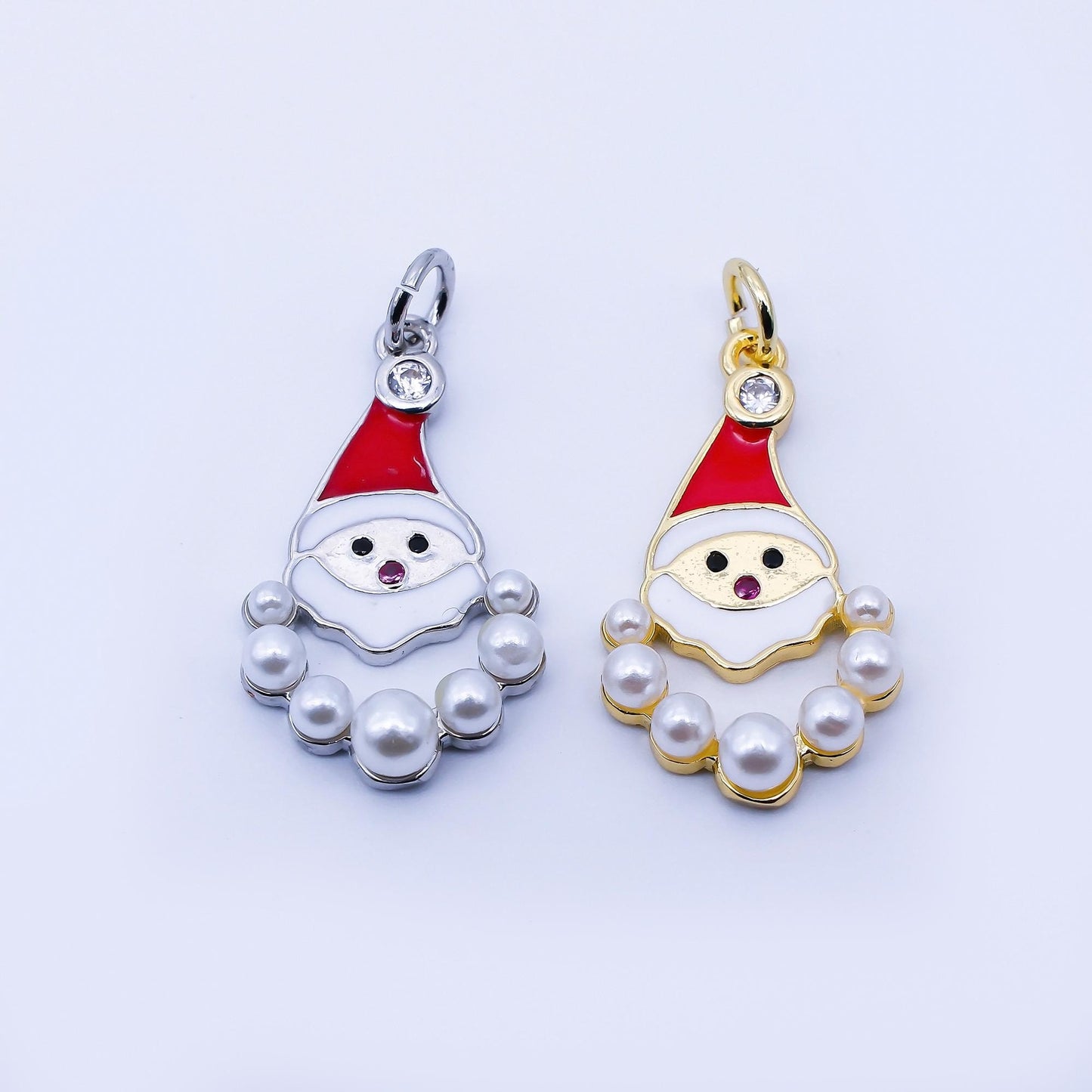 Dainty Santa Clause Charm Mini 18k gold filled Pearl Bread for Christmas holiday season greetings pendant | C939