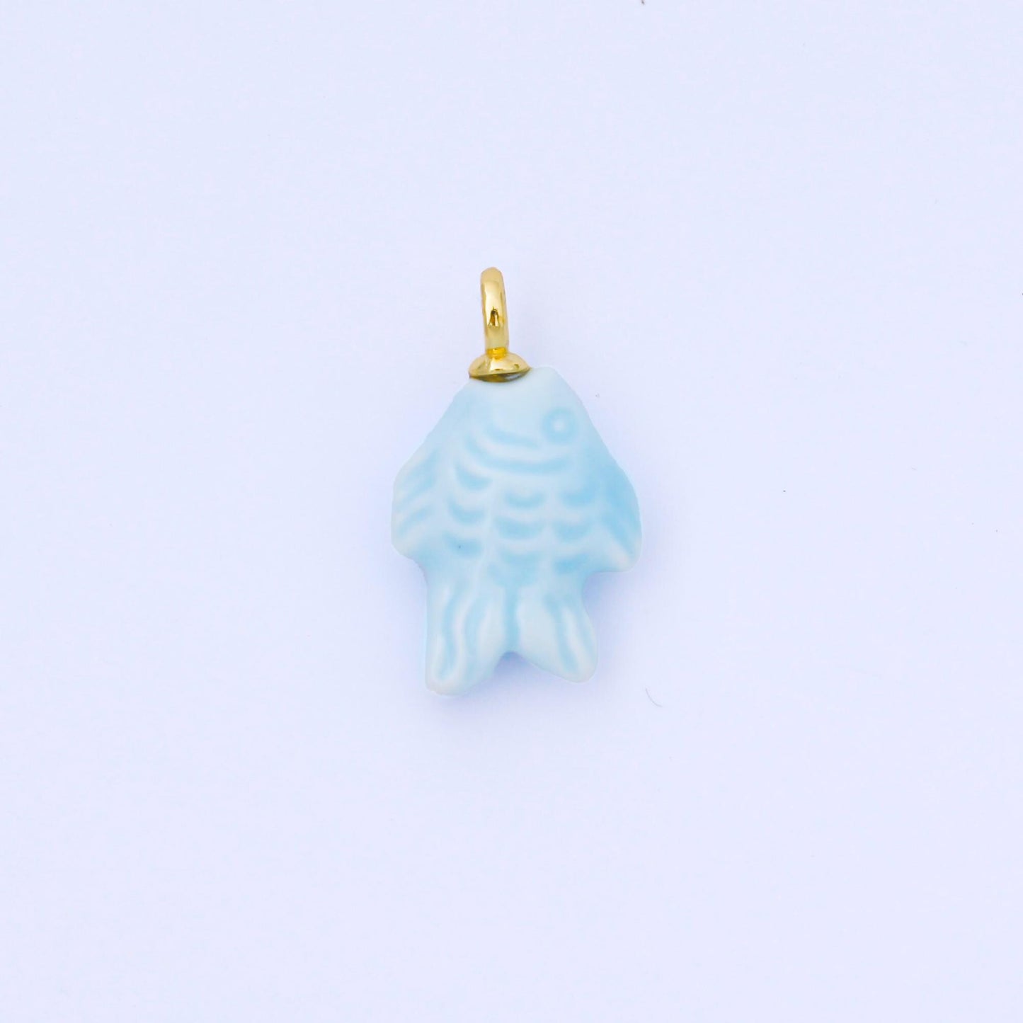 Dainty Fish ceramic charm handmade Pink Cute Fish Shell ceramic porcelain Beach charm for necklace bracelet jewelry making supply N-082