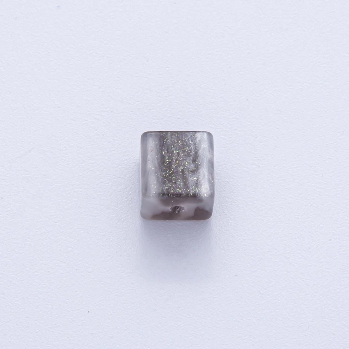 8mm Black, Purple, Orange, White, Green, Pink Glitter Resin Square Bead Set DIY Jewelry Supply for Custom Necklace Bracelet | B566