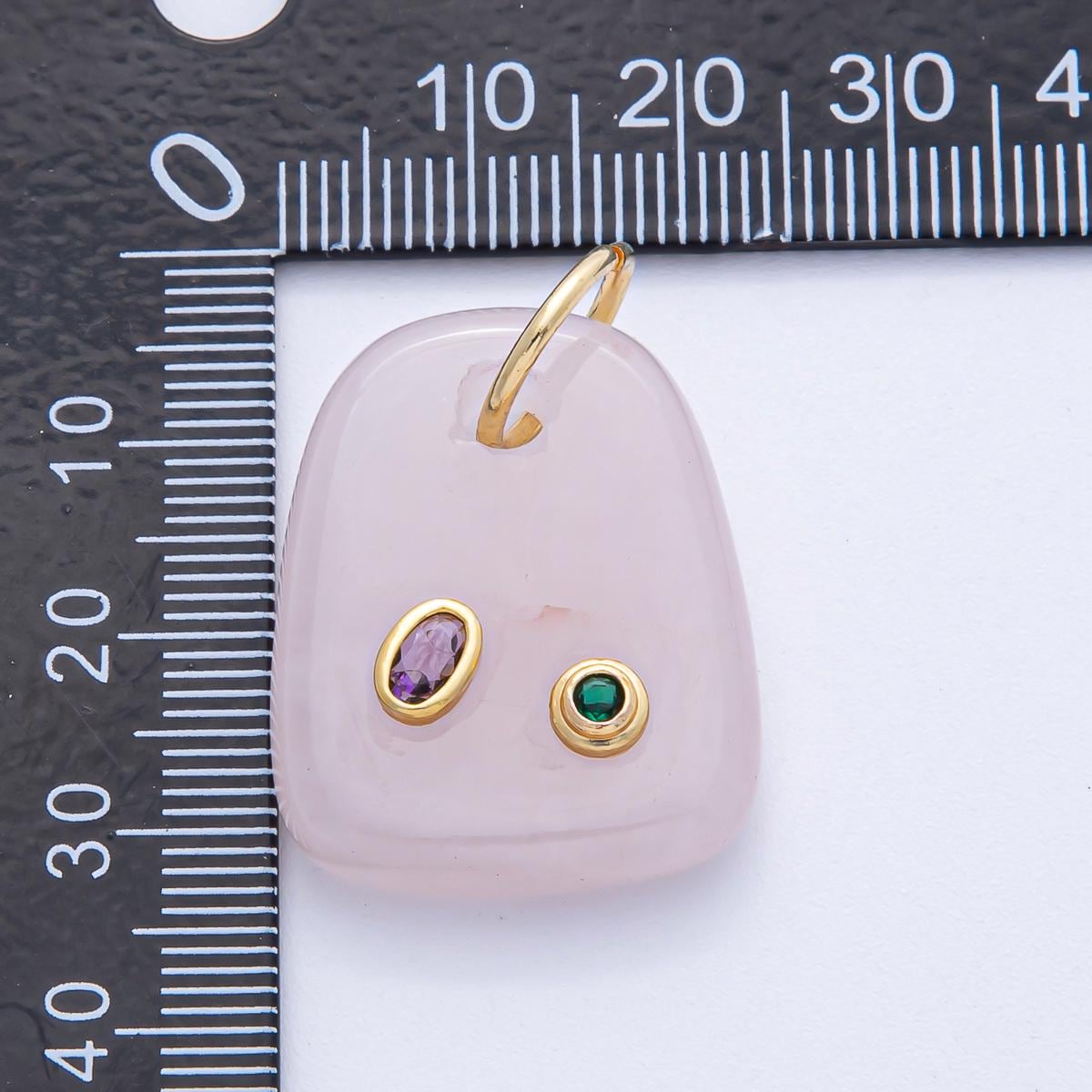 18K Gold Filled Natural Stone Pendant GemStone Charm Necklace with CZ Stone for DIY Jewelry Making Supply AK055