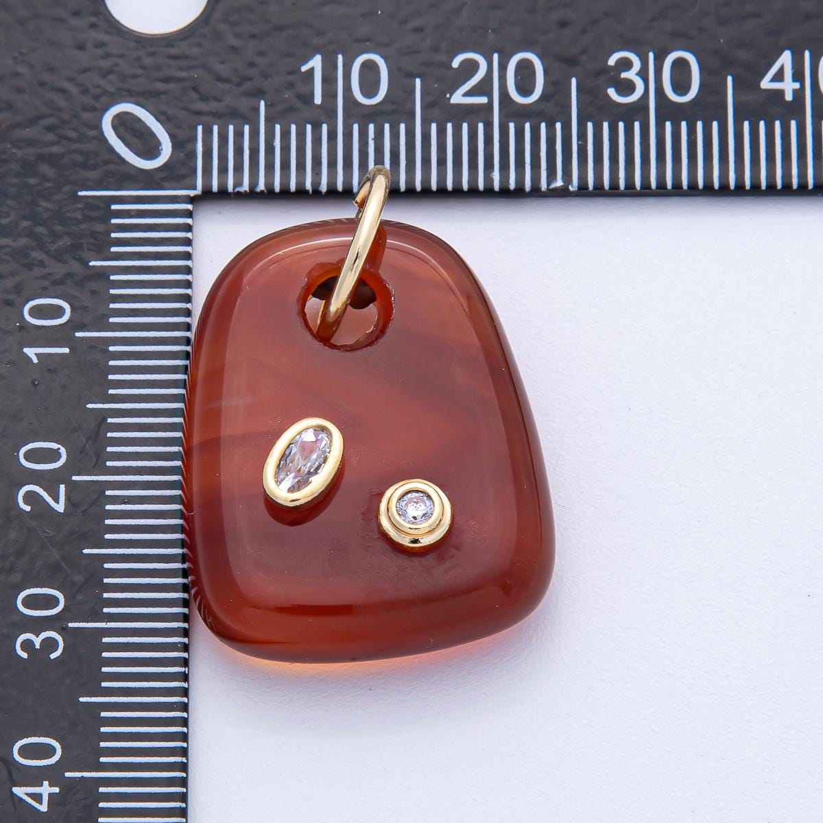 18K Gold Filled Natural Stone Pendant GemStone Charm Necklace with CZ Stone for DIY Jewelry Making Supply AK055