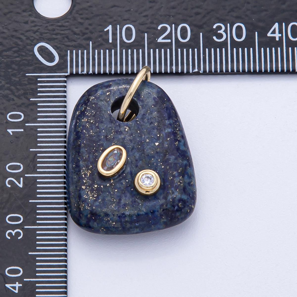 18K Gold Filled Natural Stone Pendant GemStone Charm Necklace with CZ Stone for DIY Jewelry Making Supply AK055
