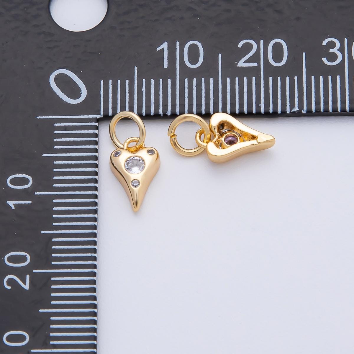 18K Gold Filled 19.4mm Pink, Purple, Clear, Green, Blue Clear CZ Dotted Teardrop Mini Charm DIY Jewelry Supply for Custom Designs | AF1483