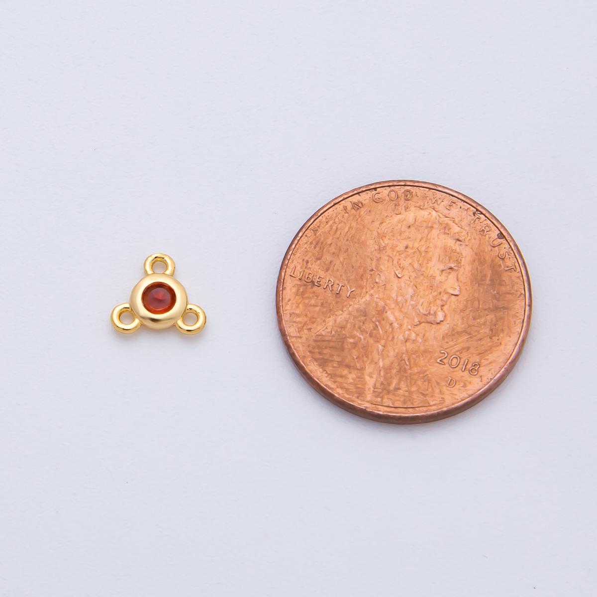 24K Gold Filled 6.2mm CZ Round Bezel Triple Connector Finding DIY Jewelry Supply Finding for Custom Necklace and Bracelet | Z1479