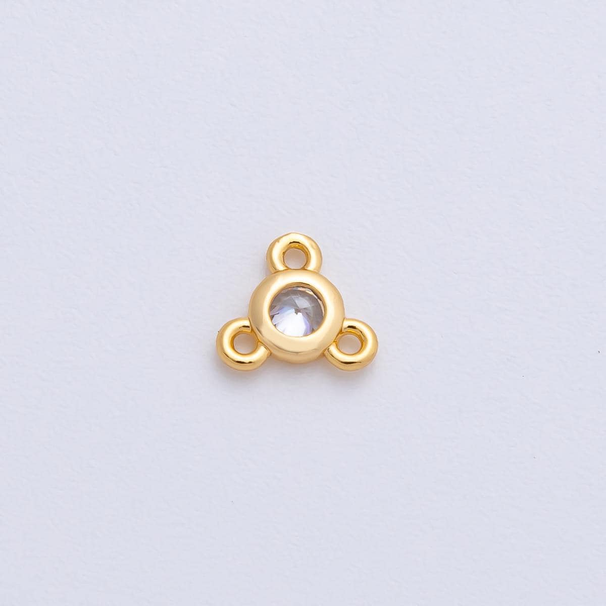 24K Gold Filled 6.2mm CZ Round Bezel Triple Connector Finding DIY Jewelry Supply Finding for Custom Necklace and Bracelet | Z1479