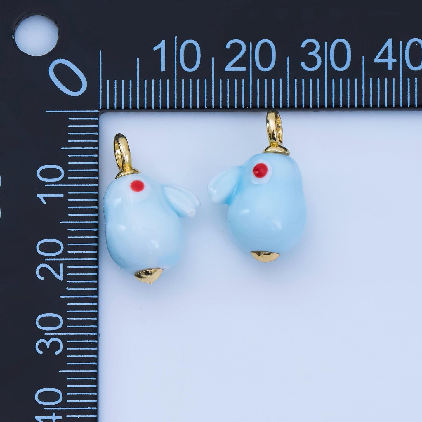 Handmade Ceramic Rabbit Charm – Cute Animal Bunny Pendant Spring Easter Charm Gold Loop for Necklace or Bracelet supply C-964