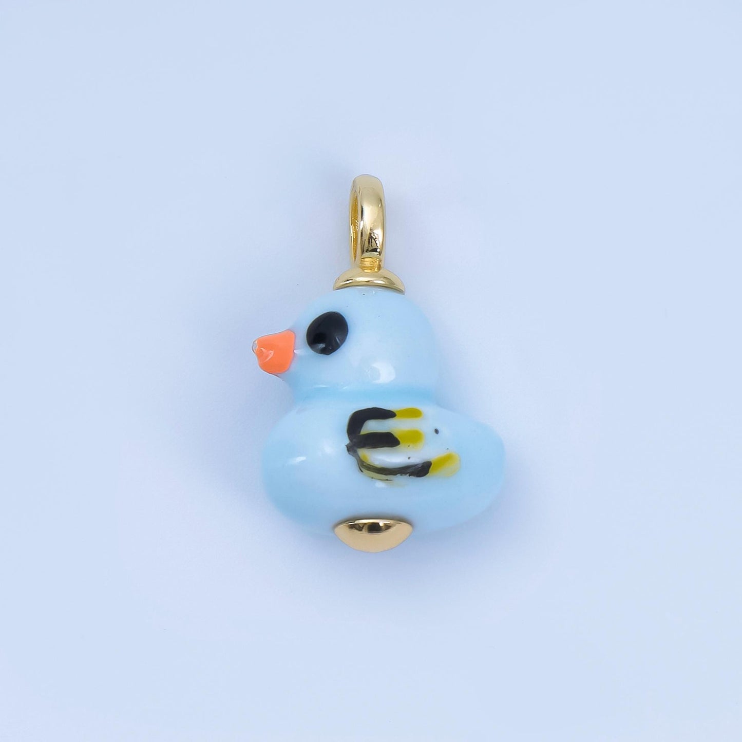 24K Gold Filled Blue, Green, White, Yellow Duck Ceramic Animal Charm Kids Jewelry Beads | C953
