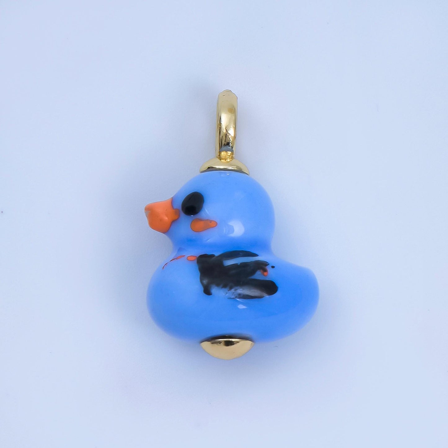 24K Gold Filled Blue, Green, White, Yellow Duck Ceramic Animal Charm Kids Jewelry Beads | C953