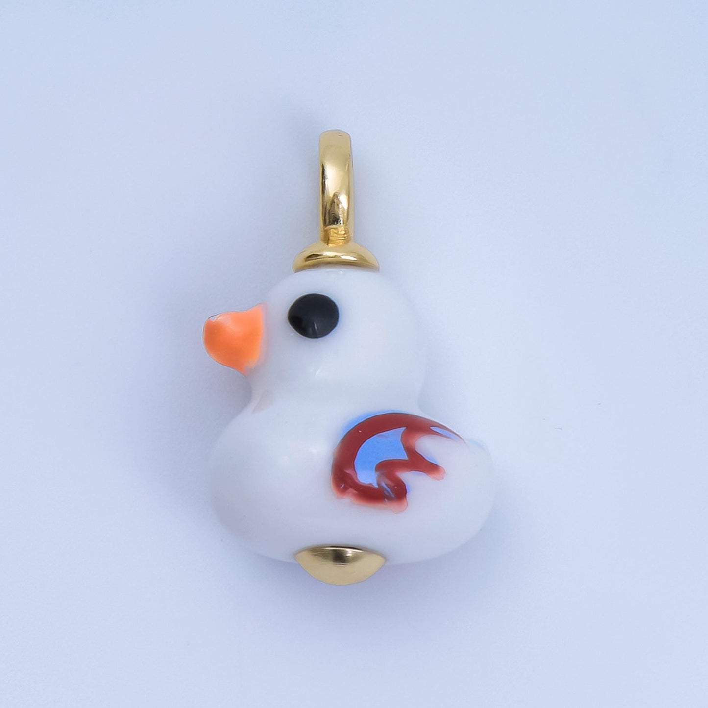 24K Gold Filled Blue, Green, White, Yellow Duck Ceramic Animal Charm Kids Jewelry Beads | C953