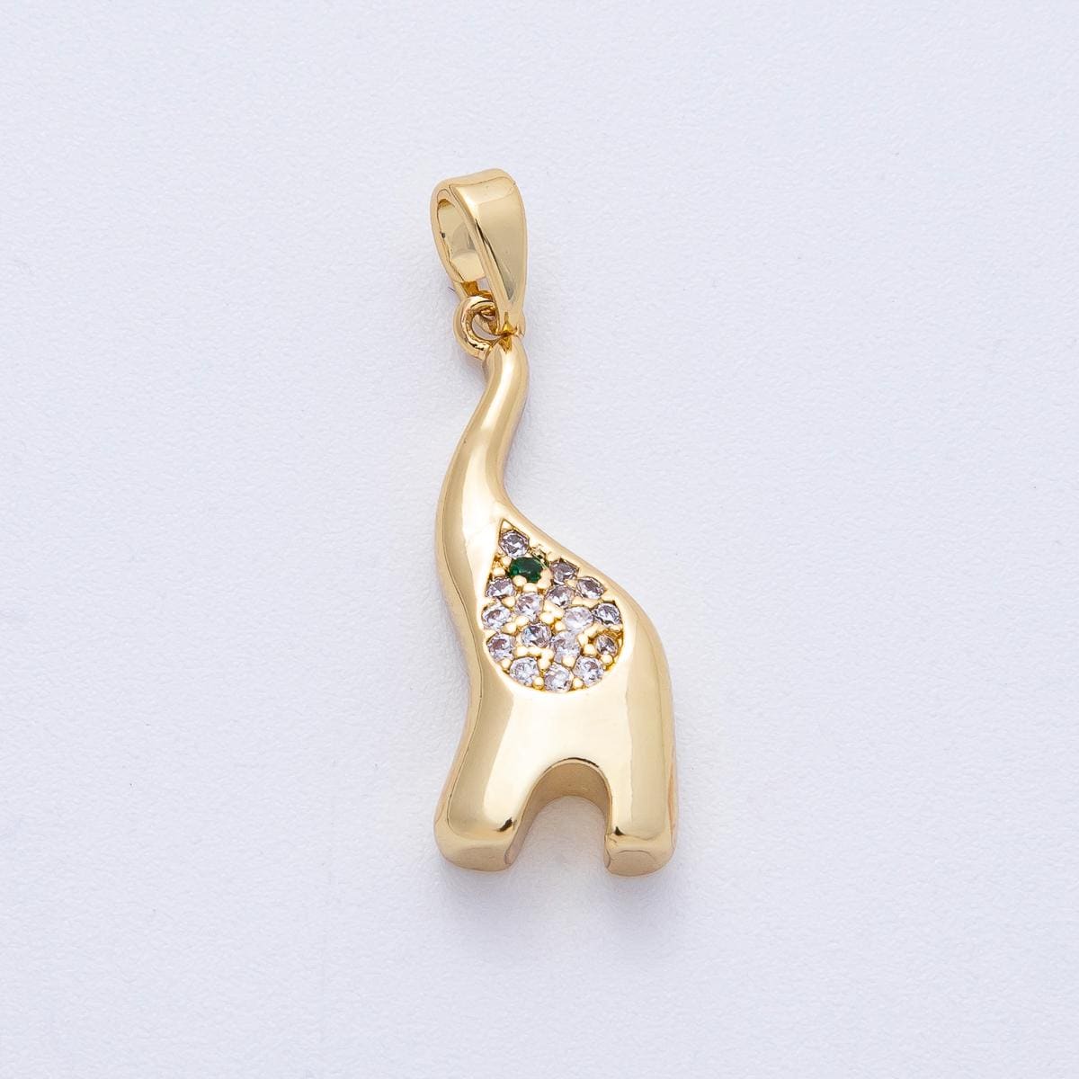 18K Gold Filled 23.8mm Lucky Elephant Micro Paved CZ Geometric Pendant Animal Charm DIY Jewelry Supply for Necklace | AF1214