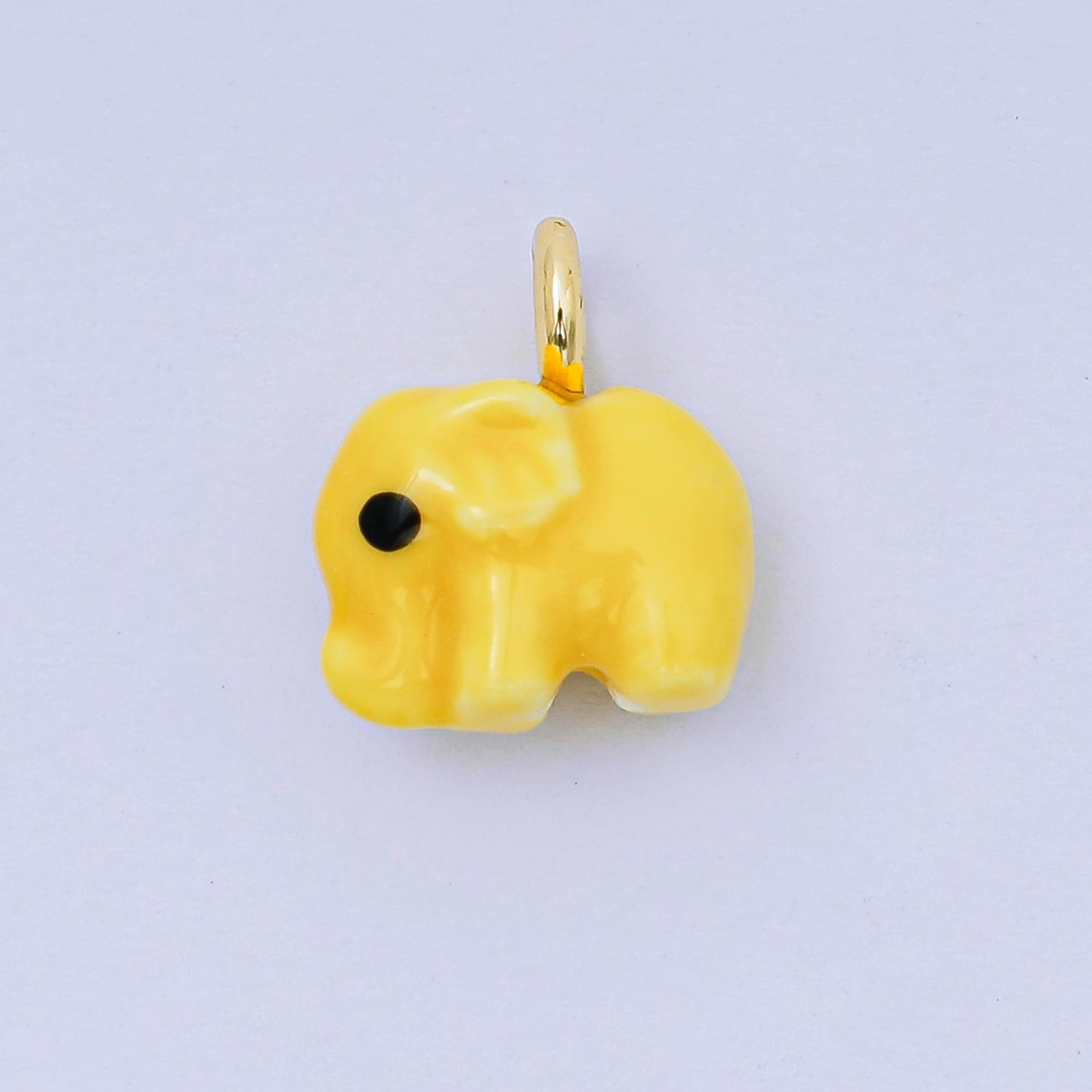 24K Gold Filled Blue, Green, White, Yellow Elephant Ceramic Dumbo Animal Charm Kids Jewelry Beads | C948