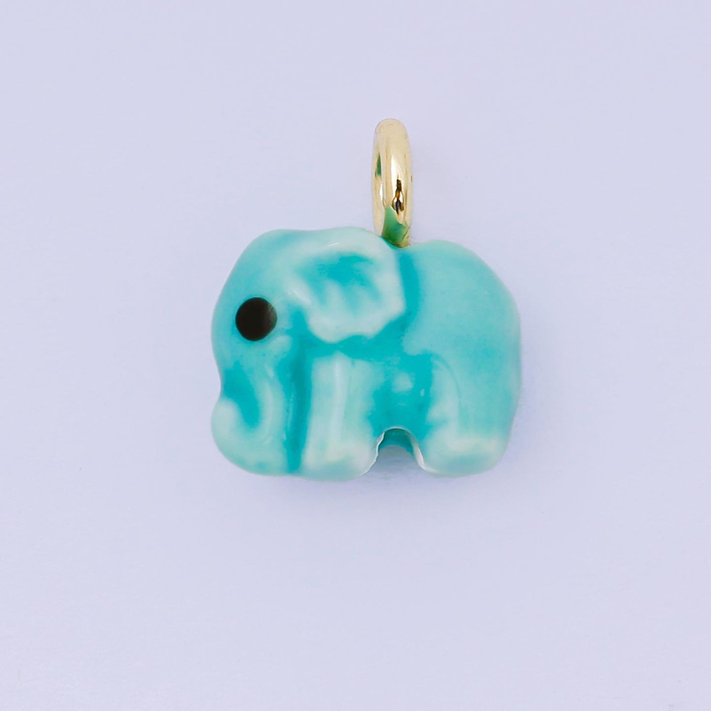 24K Gold Filled Blue, Green, White, Yellow Elephant Ceramic Dumbo Animal Charm Kids Jewelry Beads | C948