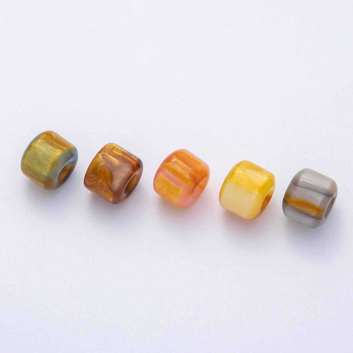 12.4mm Blue, Pink, Grey, Yellow, Brown Glitter Acrylic Resin Rondelle Bead Make Your Own Necklace Bracelet Jewelry Supply | B549