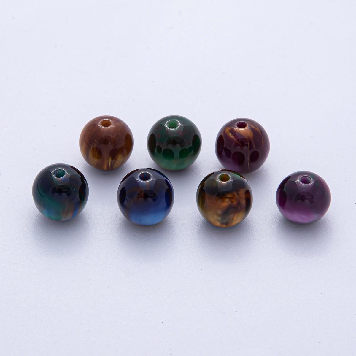 12mm Dark Teal, Yellow, Blue, Purple, Brown, Green Glitter Resin Round Bead DIY Jewelry Supply Finding for Custom Necklace & Bracelet | B569
