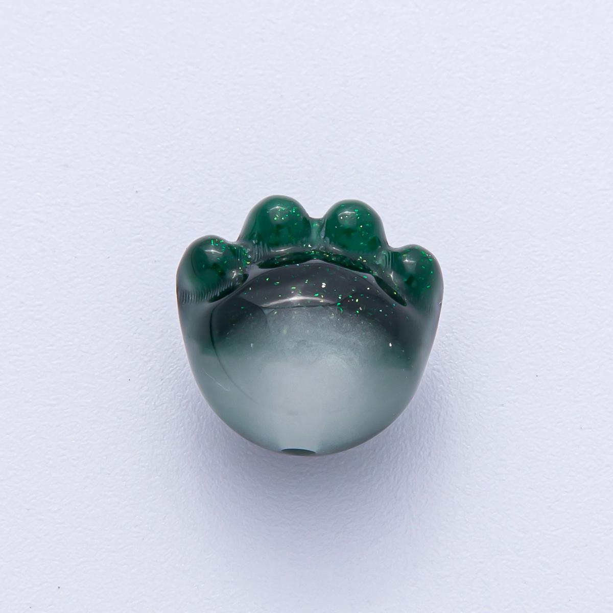 15.7mm Grey, Red, Blue, Green, Pink, White, Purple Glitter Resin Paw Print Pet Animal Bead Make Your Own DIY Jewelry Supply | B653