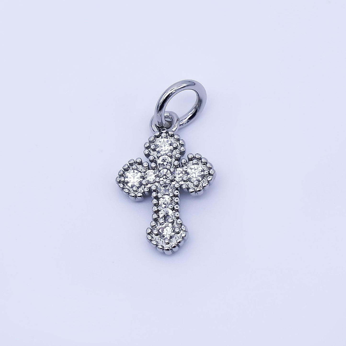 24k Gold Filled Clear CZ Religious Cross Charm in Gold & Silver Spiritual Theme DIY Supply for Jewelry Making Necklace Bracelet | C974
