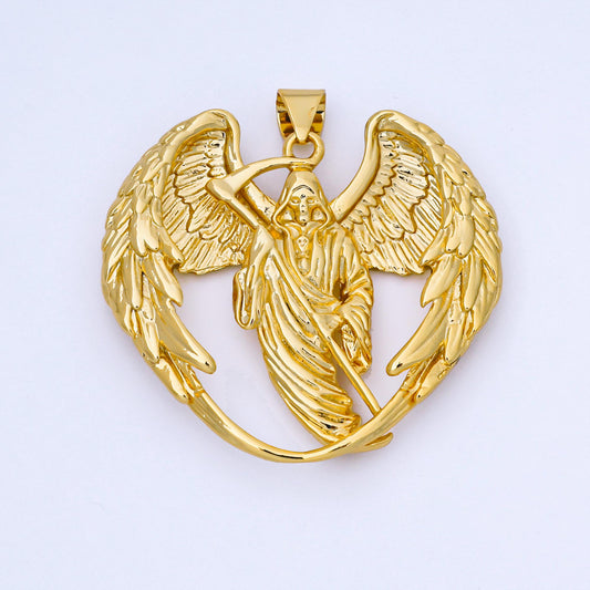 24K Gold Filled 44mm Grim Reaper Statement Pendant Gothic Style DIY Supply Finding for Custom Necklace | AA1679