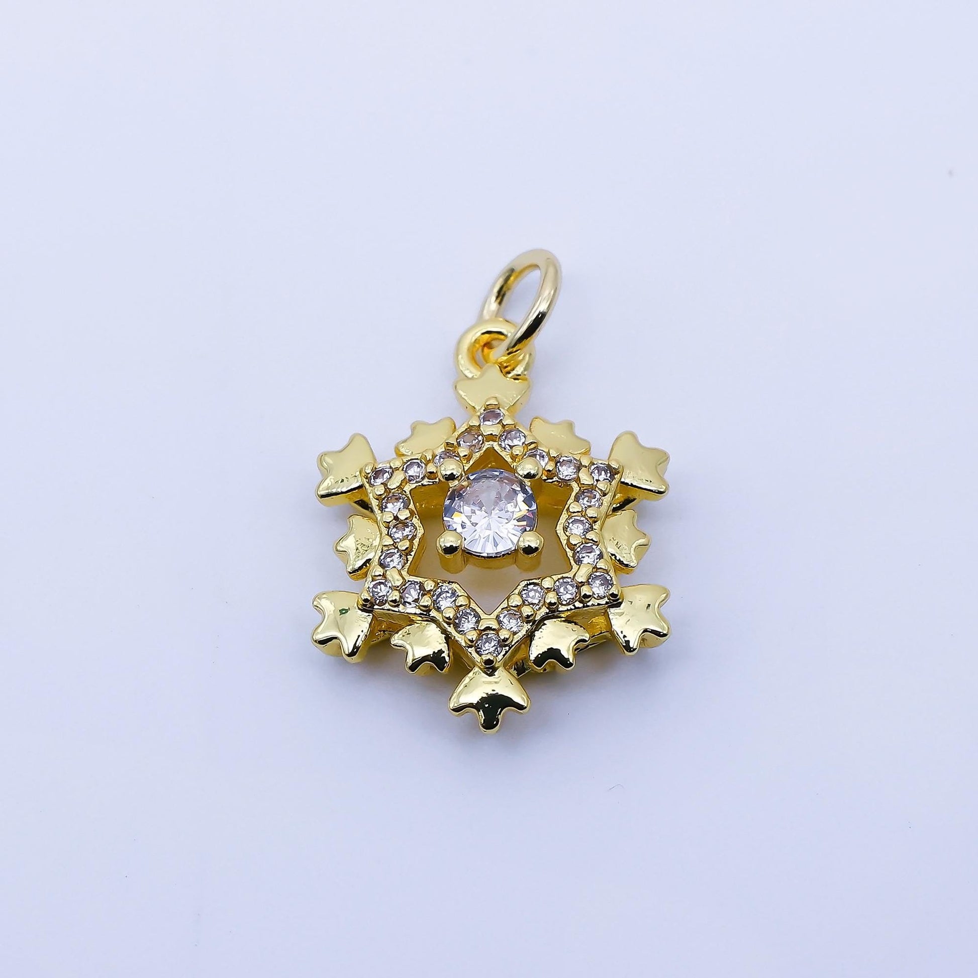 24K Gold Filled Clear CZ Celestial Star Charm in Gold & Silver Festive Crystal Star Pendant DIY Custom Jewelry Making for Necklace | C941