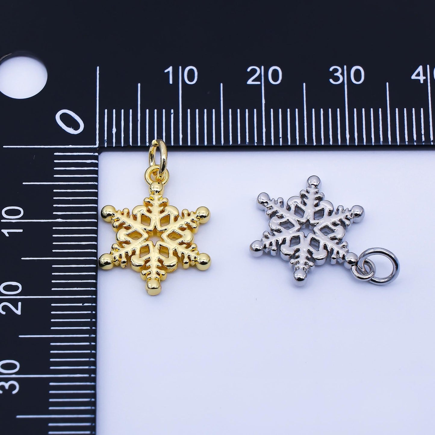 24K Gold Filled 17mm Snowdrop Minimalist Charm in Gold & Silver Dainty Snowflake Add On DIY Custom Jewelry for Necklace or Bracelet | C937