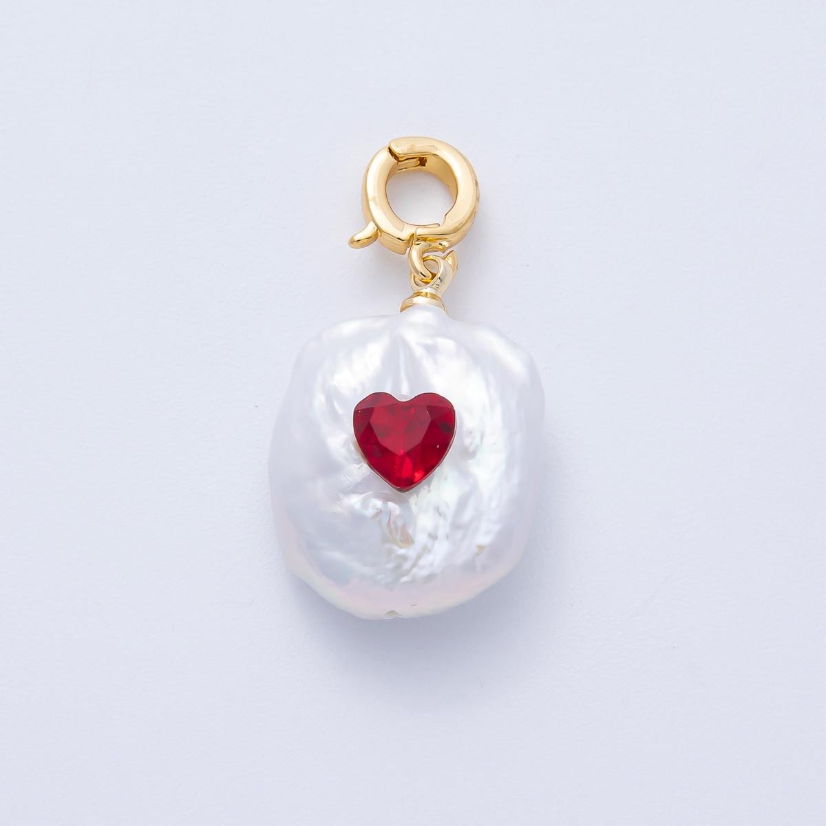 Mini White pearl charms With Green RED CZ pendants dainty charm necklace pendant 15 mm pearl drop with bail enhancer AF-640